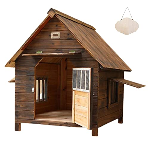 Caseta de Madera para Perros Exterior, Caseta para Conejos, Gatos y Perros, Casa Impermeable para Perro, Casa de Mascotas para Patio, Caseta Perro para Pequeño/Mediano/Gran(Size:L(34.6*30.3*31.9Inch))