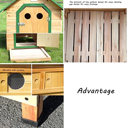 Casetas para perros Casa para Mascotas Casa para Perros De Madera Maciza con Techo Verde Y Agujero Redondo con Ventana Lateral De Piso Extraíble con Deflector Móvil (Color : Green, Size : M)