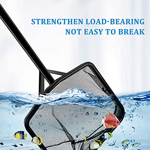 Cdemiy Redes para Acuarios, 2 Pcs Red de Pesca Cuadrada, Redes de Pesca de Malla Fina de Nylon de Mango Largo, para Peces Tropicales, acuarios, peceras, Mango 27cm, 30cm