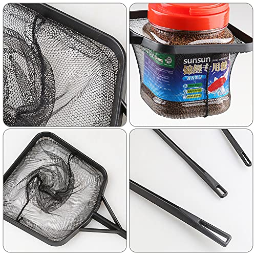 Cdemiy Redes para Acuarios, 2 Pcs Red de Pesca Cuadrada, Redes de Pesca de Malla Fina de Nylon de Mango Largo, para Peces Tropicales, acuarios, peceras, Mango 27cm, 30cm
