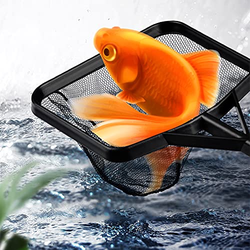 Cdemiy Redes para Acuarios, 2 Pcs Red de Pesca Cuadrada, Redes de Pesca de Malla Fina de Nylon de Mango Largo, para Peces Tropicales, acuarios, peceras, Mango 27cm, 30cm