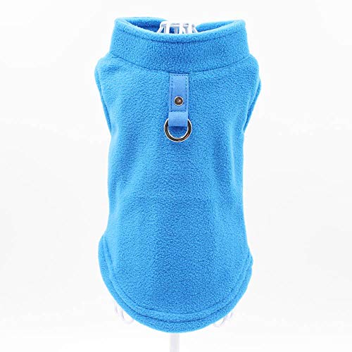 Chaleco para perros vacío, suave forro polar para perros pequeños, camiseta de perro monocromática en color caramelo con correa en forma de D de carlino York, abrigo, rosa, S.