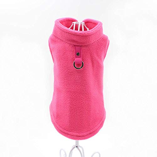Chaleco para perros vacío, suave forro polar para perros pequeños, camiseta de perro monocromática en color caramelo con correa en forma de D de carlino York, abrigo, rosa, S.