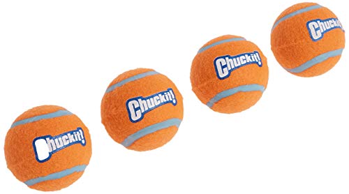 Chuckit Tennis Ball, 4 Pelotas para Perros Compatible con el Lanzador, Naranja, M