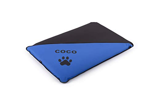 Colchoneta Personalizada para Perros - Impermeable y Resistente - Colchón para Perro Grande, Pequeño y Mediano - Exterior e Interior - Cama Antimordeduras (M - 90 x 60 x 6 CM, Azul)