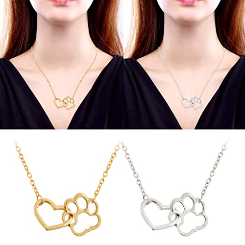 Collar de garra de perro para amantes de las mascotas, collar geométrico con colgante de pata de gato, cadena de origami, collar de garra de perro