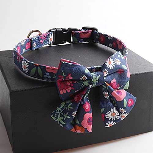 Collar de perro Patrón de flores Decorativo Ajustable Mascota Perros Mariposa Corbatas Collar Productos de aseo para perros Collar para mascotas Multicolor Crema para mascotas-1.5cm