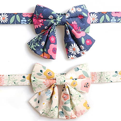 Collar de perro Patrón de flores Decorativo Ajustable Mascota Perros Mariposa Corbatas Collar Productos de aseo para perros Collar para mascotas Multicolor Crema para mascotas-1.5cm