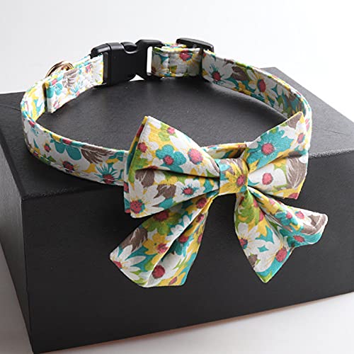 Collar de perro Patrón de flores Decorativo Ajustable Mascota Perros Mariposa Corbatas Collar Productos de aseo para perros Collar para mascotas Multicolor Crema para mascotas-1.5cm