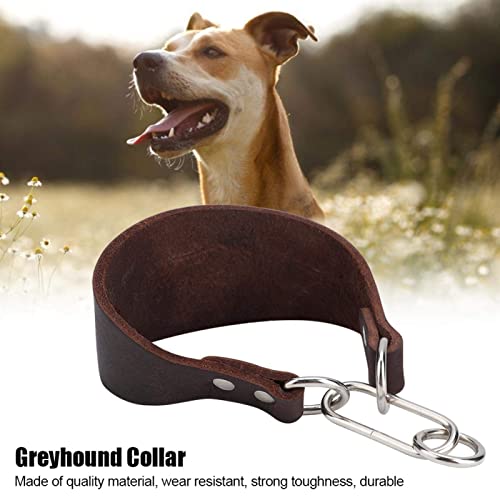 Collar de perro, piel de vaca artificial Collar de perro 33cm Ancho para mascotas Collar de 4 mm de grosor Collar de perro pequeño con fijación de remaches Marrón, para perros pequeños Greyhound