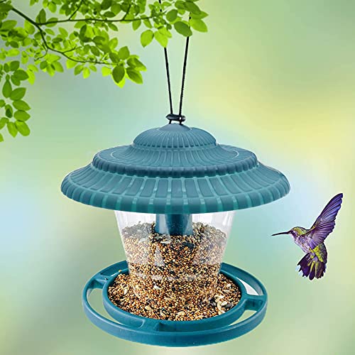 Comedero Pajaros Exterior Silvestres, Comederos para Pajaros Jardin, Comederos Canarios Voladeras, Comedero Pajaros Colgante Exterior con Tapa Pequeños Plastico Terraza Balcon Arbol (Verde)