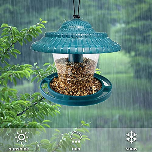 Comedero Pajaros Exterior Silvestres, Comederos para Pajaros Jardin, Comederos Canarios Voladeras, Comedero Pajaros Colgante Exterior con Tapa Pequeños Plastico Terraza Balcon Arbol (Verde)