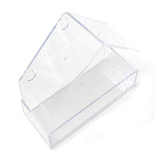 Comedero para Pájaros Acrílico Transparente Ventana de Casa de Pájaros sin Taladro con Cuchara de alimentación con 3 Ventosas Alimentador De Aves Abierto para Colgar en Forma de Casa,15x16x7 cm