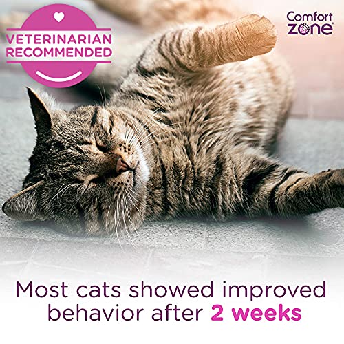 Comfort Zone Difusor calmante para gatos que reduce la ansiedad, los arañazos, la pulverización y la ocultación, se recomienda veterinario para desestresar a tu gato, 1 difusor, 2 recambios (48 ml)