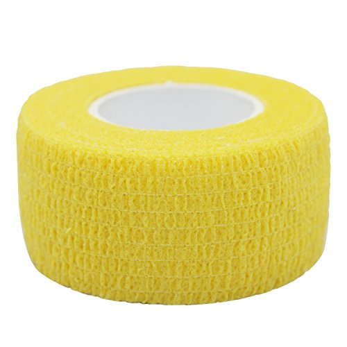 COMOmed Vendajes cohesivos veterinarios Envoltura elástico Vendaje amarillo 2.5cm x 4.5m 12 rollos Tobillo no tejido Certificado FDA