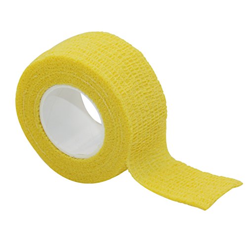 COMOmed Vendajes cohesivos veterinarios Envoltura elástico Vendaje amarillo 2.5cm x 4.5m 12 rollos Tobillo no tejido Certificado FDA
