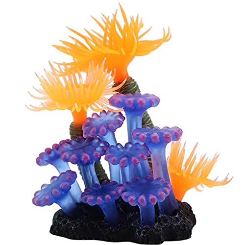Coral Artificial Acuario Flor Decoración Acuario Coral Artificiales Grandes Ornamento Plantas Coral Paisaje Acuario Adornos Resina Acuario Coral Artificial para Pecera Acuario Paisaje，orange