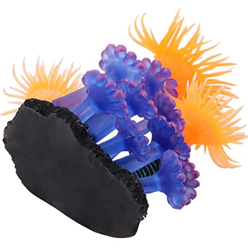 Coral Artificial Acuario Flor Decoración Acuario Coral Artificiales Grandes Ornamento Plantas Coral Paisaje Acuario Adornos Resina Acuario Coral Artificial para Pecera Acuario Paisaje，orange