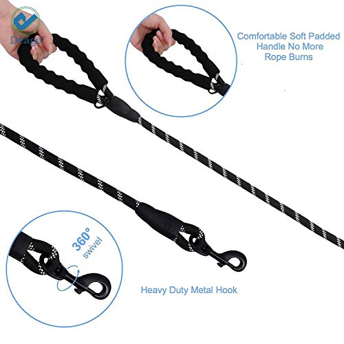 Correa De Perro Reflectante De 5 Pies, Correa De Perro Resistente con Cómodo Mango Acolchado, Trenza De Nailon Duradera con Cifrado Anti-Masticación para Perros Medianos y Grandes