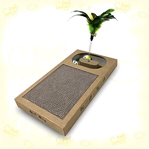 CRMY Tablero de rascar de Juguete para Gatos Jingle Ball para Gatos, Placa de Juego con cartón rascador Integrado, Cuidado Diario de Las Garras y Empleo apropiado para la Especie (Size : L)
