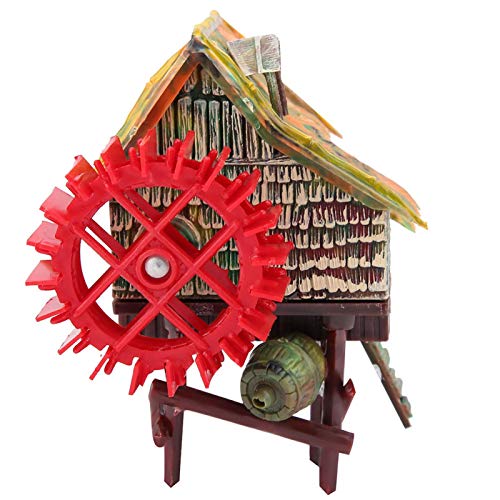 DAUERHAFT Molino de Viento para Acuario, paisajismo de Rueda de Agua Grande para Acuario, cabaña de Rueda de Agua aireada neumática, Resina, 50 g, para decoración de paisajismo de pecera(S)