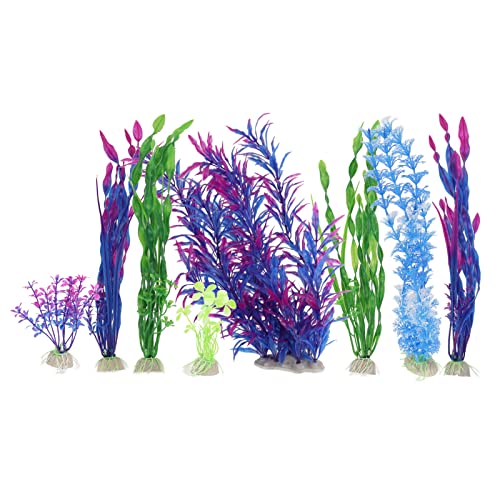 Decoraciones para Plantas de Peceras, 8 Piezas, Fáciles de Limpiar, Plantas de Agua de Algas Artificiales de Textura Suave para Decoración de Acuarios