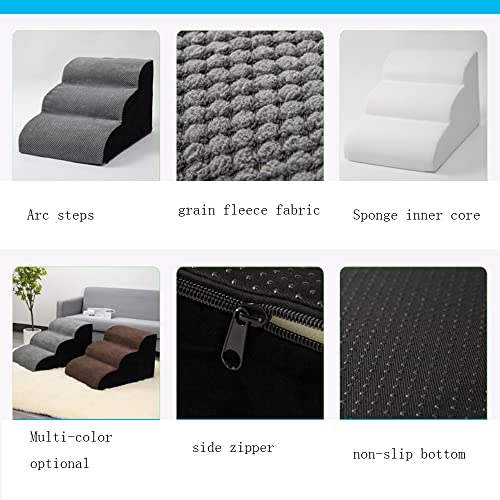 DEWUFAFA Escaleras de Perro, Escalera de Mascotas de Espuma de 4 Pasos, escaleras de Mascotas Pasos for sofá Cama con Cubierta Lavable y Fondo de nolip, rampa de Mascotas portátil for Perros Gatos