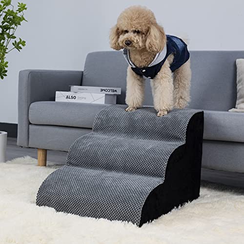 DEWUFAFA Escaleras de Perro, Escalera de Mascotas de Espuma de 4 Pasos, escaleras de Mascotas Pasos for sofá Cama con Cubierta Lavable y Fondo de nolip, rampa de Mascotas portátil for Perros Gatos
