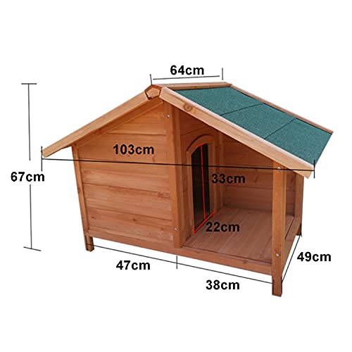 DHYBDZ Casa para Perros con Porche, Perrera Grande para Perros pequeños medianos Grandes, casa de Animales de Madera con Piso Elevado Impermeable,A