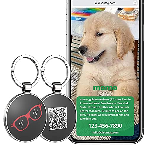 DISONTAG Etiquetas de identificación de mascotas, etiquetas de perro personalizadas, etiqueta de identificación de gato, visualización de información única | modificable