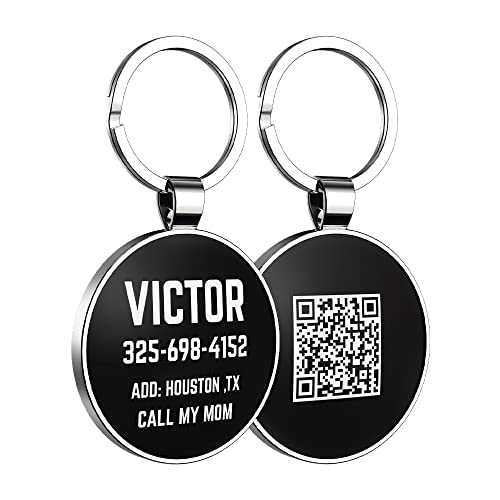 DISONTAG Etiquetas de identificación Personalizadas para Mascotas Etiqueta de Perro Etiqueta de Gato y Caballo, Texto de Imagen de Soporte Personalizado, Pantalla de información única | Modificable