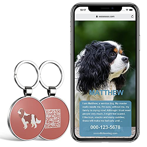 DISONTAG Placas para Perros,Placa para Perros Personalizadas,Placas para Mascotas,Placa De Identificacion Perros,41 Patrones Realistas, Pantalla De Información única | Modificable