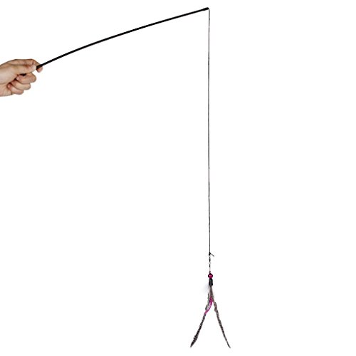 Dosige Gato Gatito Juguete Mascotas con Plumas+Varita+Campana+Cuerda elástica Color al Azar Size 65cm