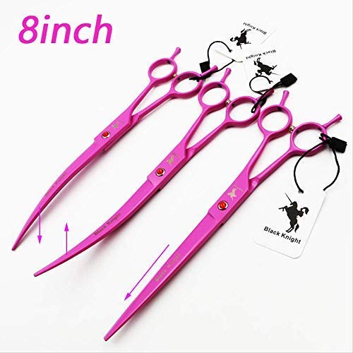 DZX Kit de Aseo para Perros Tijeras Tijeras para Mascotas para el Aseo del Perro Recto/Palabra descendente/Palabra Ascendente Curva Derecha Tijeras para Mano Izquierda Japón 440c Estilo Rosa 1 pie