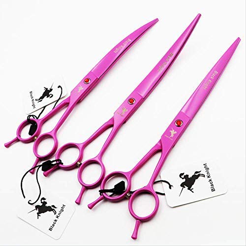 DZX Kit de Aseo para Perros Tijeras Tijeras para Mascotas para el Aseo del Perro Recto/Palabra descendente/Palabra Ascendente Curva Derecha Tijeras para Mano Izquierda Japón 440c Estilo Rosa 1 pie