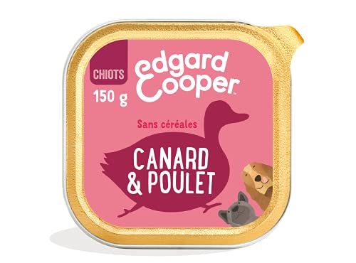 Edgard & Cooper - Caja con pátina para Cachorro, Perro, sin Cereales, Comida Natural, 150 g, Pato y Pollo Fresco, alimentación Sana Sabrosa y equilibrada, proteínas