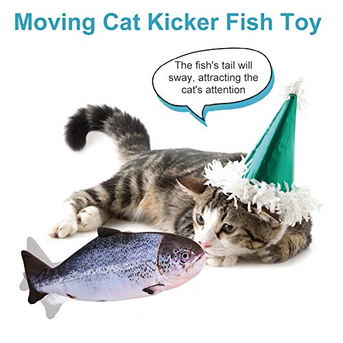 Eléctrica Juguete Pez para Gato, Juguete Hierba Gatera, Catnip Fish Toys, Simulación de Peces de Peluche Juguetes,Juguete Interactivo,Peluche de juguete eléctrico de simulación Fish Fish con carga USB