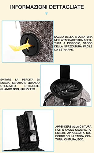 Elehui Bolsa para adiestramiento de perros Snack bolsa de entrenamiento para perros Bolsa para comida para perros animales Multifuncional Snack para adiestramiento del perro Viaje al aire libre Gris