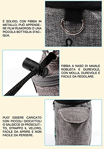 Elehui Bolsa para adiestramiento de perros Snack bolsa de entrenamiento para perros Bolsa para comida para perros animales Multifuncional Snack para adiestramiento del perro Viaje al aire libre Gris