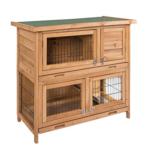 ELIGHTRY Conejeras Madera de Exterior Gallineros Jaula para Conejos Gallinas Cobayas Hamster Animales Pequeños con 2 Pisos 91,5x45x81cm XTL0001hbgn