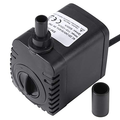 EVTSCAN Mini Bomba de Agua Sumergible, Bomba de Agua de auarium Ultra silenciosa, Filtro de Estanque de Peces para Sistema de Cultivo hidropónico de Fuente de Tanque(SM-038-Normativas Europeas)