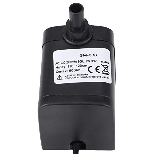 EVTSCAN Mini Bomba de Agua Sumergible, Bomba de Agua de auarium Ultra silenciosa, Filtro de Estanque de Peces para Sistema de Cultivo hidropónico de Fuente de Tanque(SM-038-Normativas Europeas)