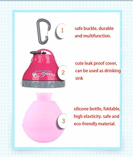 feiling Outdoor portátil Silicon Botella de Agua Perros Gatos Viaje del tazón Plegable Vasos Mascotas Botella Dispensador Feeder para Senderismo Deportes Caminar, Color Morado, tamaño S - 200ml