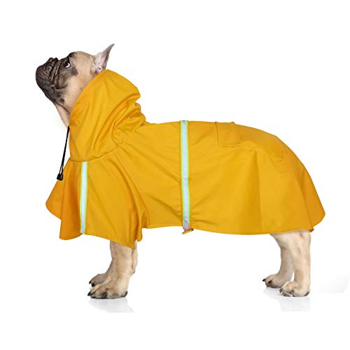 FEimaX Impermeable para Perros Abrigo Impermeables con Capucha, Chubasquero Reflectante y Ajustable, Poncho de Lluvia Impermeable para Perros Pequeños medianos y Grandes