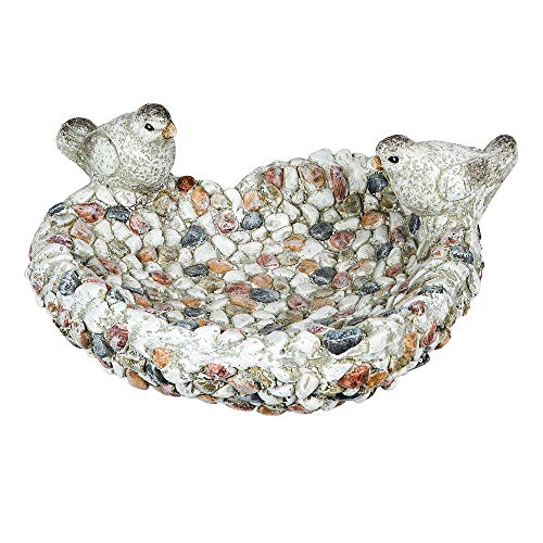 Formano - Bebedero para pájaros con pájaros, 28 cm, diseño de mosaico, resistente a la intemperie, magnesio, decoración para el jardín