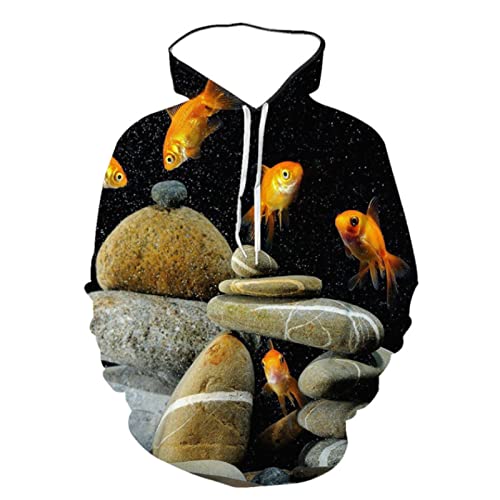Freaiaqy Primavera y otoño, nuevos Hombres con Estampado 3D, Sudadera con Capucha para Acuario oceánico, Jersey de Pescado Fresco y Bonito a la Moda Que se Puede Personalizar, 2, S
