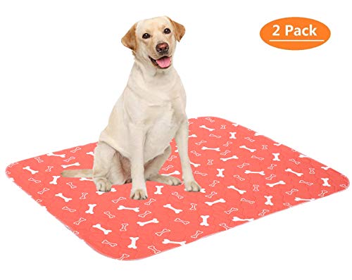 Geyecete Almohadillas de entrenamiento reutilizables para cachorros lavables (2 unidades) de almohadillas de orina premium para perros, almohadilla impermeable para cachorros-Rojo-M