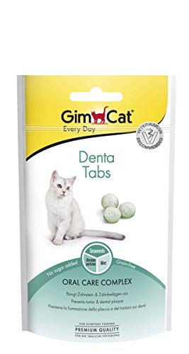 GimCat Denta, comprimidos - El complejo para el cuidado bucodental previene la formación de sarro y la placa dental - Con menta y algas marinas - Sin azúcar añadido - Pack de 8 (8 x 40 g)