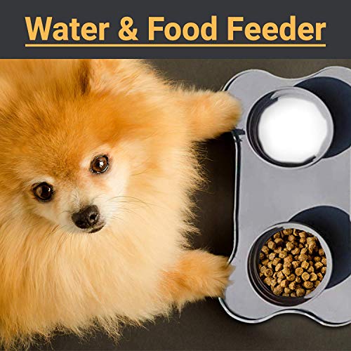 GK COMEDERO para Perros Y Gatos, FACIL Transportar Y Limpiar