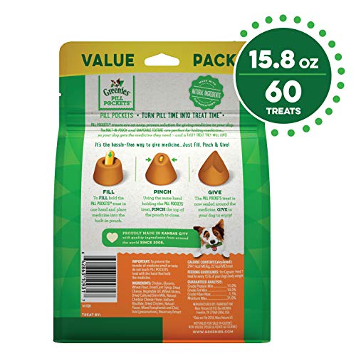 Greenies Pill Pockets Cheese Flavor for Dogs 15.8oz 60ct Capsules